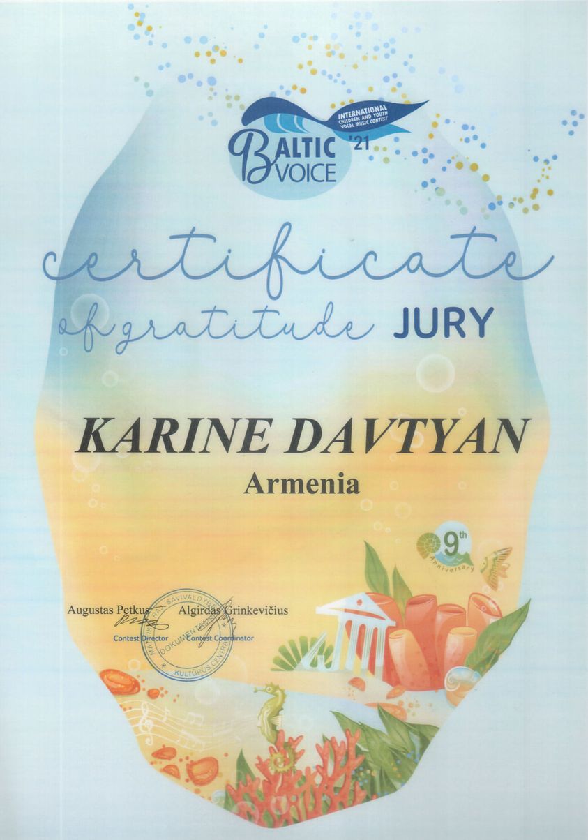 Կարինե Դավթյանը՝ «Baltic Voice 2021»-ի միջազգային ժյուրիի կազմում